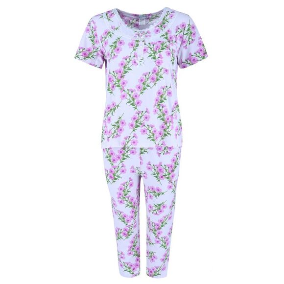 Elegant Emily Women's Floral Capri Sleep Set - Picture 1 of 4